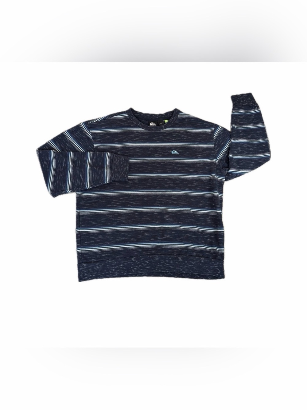 Quiksilver Sweater Mens Large Blue Striped Crewneck Pullover Space Dye Surf